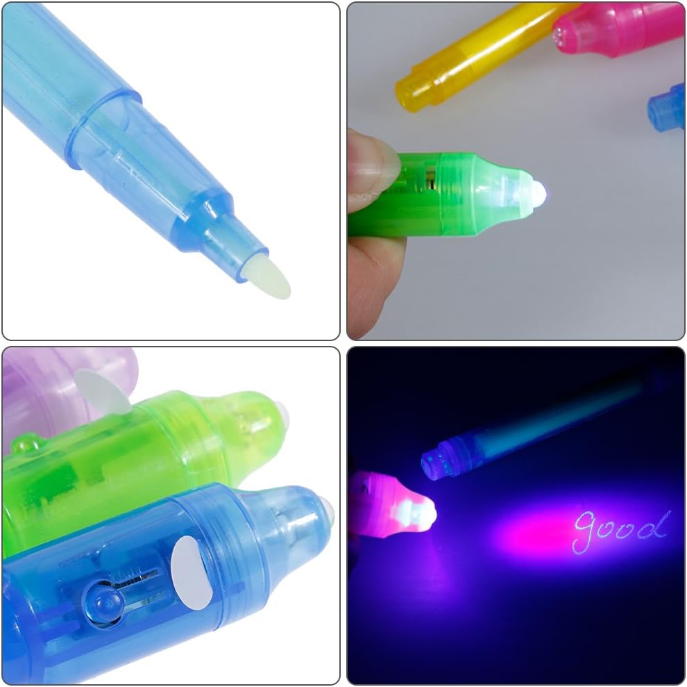 4Pcs Invisible Ink Pen Spy Pen with UV Light