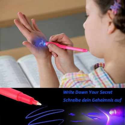 4Pcs Invisible Ink Pen Spy Pen with UV Light